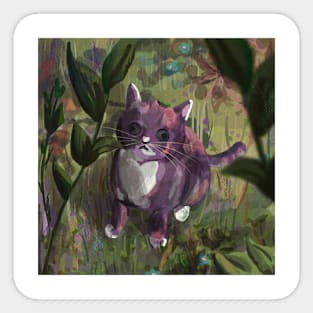 Purple cat painting Sticker